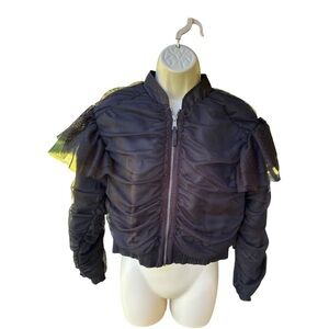 Anthropologie Tulle Black Ruched Jacket Size Small